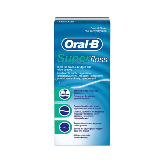 ORAL-B Super Floss tarpdančių siūlas, 50 m.