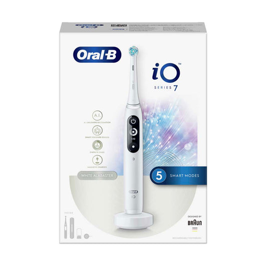 ORAL-B IOM7.1A1.1BD WHITE ALABASTER elektrinis dantų šepetėlis