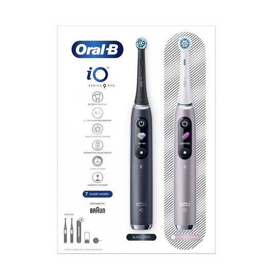 ORAL-B iO 9 Duo Black Onyx & Rose Quartz elektrinis dantų šepetėlis