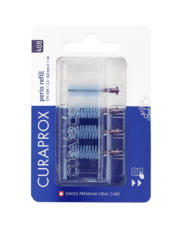 CURAPROX PERIO REFILL tarpdančių šepetėlių papildymas, dydis 408, 4 vnt.