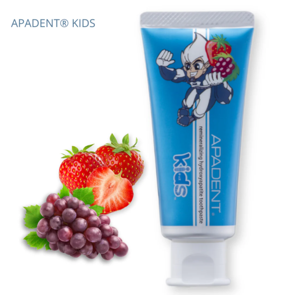 APADENT KIDS, 3+ be SLS/ braškių/vynuogių skonio 60g - Image 2
