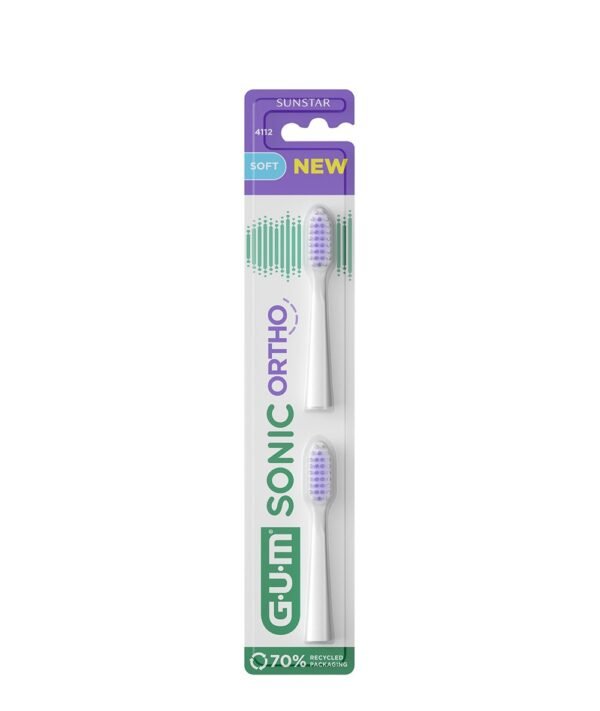 GUM SONIC ORTHO dantų šepetėlio keičiamos galvutės 2 vnt.